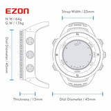 New Ezon Multifunctional Hiking Watch Men's Sport Digital Watch Hours Altimeter Barometer Compass Thermometer Climing Wristwatch